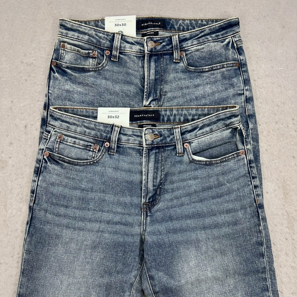 NEW Aeropostale Aero2 Premium Air Denim Straight Leg Jeans Blue 30x30